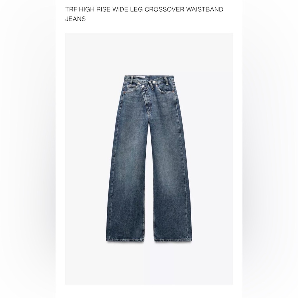 ZARA Hight Rise Wide Leg Crossover Waistband Jeans